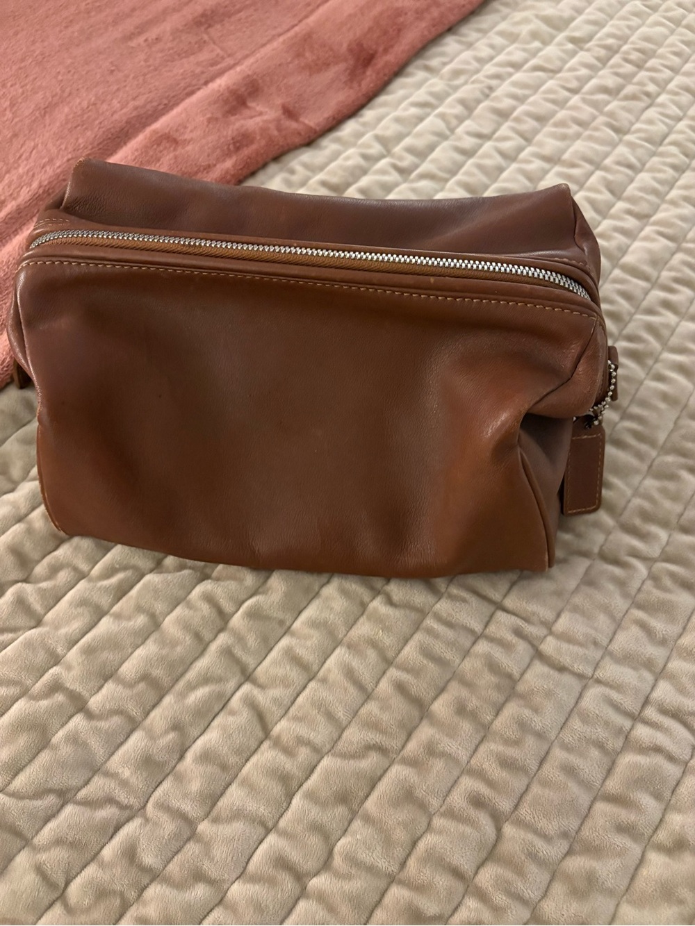 Men's Leather Dopp Kit Travel Toiletry Bag - Brown
